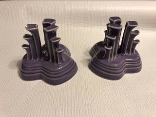 Vintage Fiesta Ware Lilac Candle Holders - Set Of Two - Very Rare