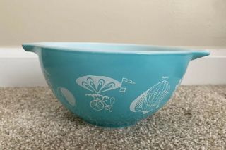 Vintage Pyrex Hot Air Balloon Turquoise Blue Cinderella 1 1/2 Pint Pt Bowl 441