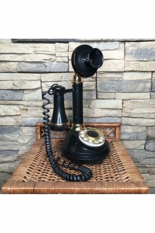 Vintage 1973 Rotary Candlestick Phone Amercan Telecommunicatios Western Elect