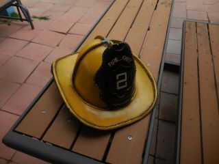 Vintage Yellow Fire Chief 2 Firefighter Fiberglass With Leather Strap