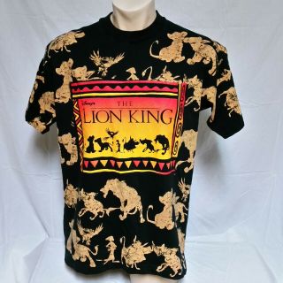 Vtg 90s The Lion King T Shirt All Over Print Movie Cinema Simba Disney Large