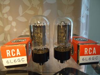 Rca 6l6gc Usa Pair Nos Old Stock Boxed Black Plate Side Getter Vintage Tubes