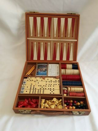 Vintage Multiple Game Set Backgammon,  Gin,  Gin Rummy,  Bridge Games