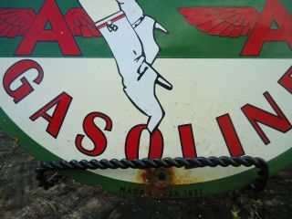 OLD VINTAGE 1931 FLYING A AVIATION GASOLINE PORCELAIN ENAMEL GAS PUMP SIGN 2