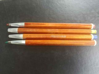 Rare Vintage Set Of 4 Roland Mechanical Drafting Pencils Wooden DDR Germany 2