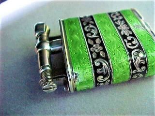 Vintage Art Deco Sterling Silver with Guilloche Enamel Swing Arm Lighter 10