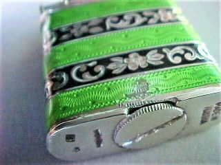 Vintage Art Deco Sterling Silver with Guilloche Enamel Swing Arm Lighter 11
