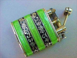 Vintage Art Deco Sterling Silver with Guilloche Enamel Swing Arm Lighter 2