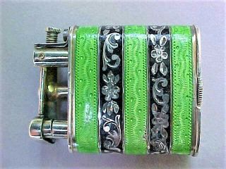 Vintage Art Deco Sterling Silver with Guilloche Enamel Swing Arm Lighter 3