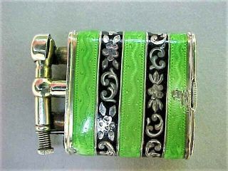 Vintage Art Deco Sterling Silver with Guilloche Enamel Swing Arm Lighter 9