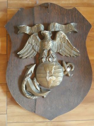 Vintage Ww2 Usmc Us Marine Corp Ega Officers Hanging Plaque Molded Plaster
