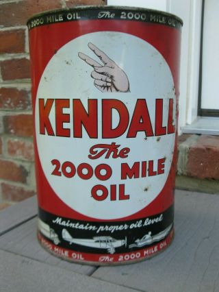 Vintage Kendall The 2000 Mile Motor Oil Gas Service Station Can Airplane Car