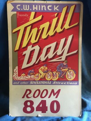 Vintage 1930s C.  W.  Hinck Thrill Day Shows Poster St.  Paul Minnesota Promo