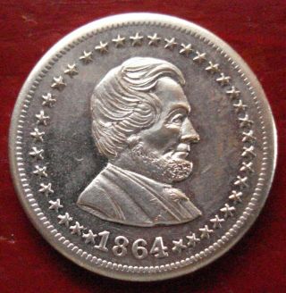 1864 Lincoln And Union Civil War Token Rare German Silver Nickel