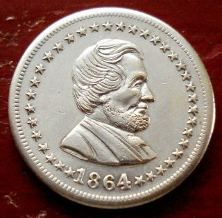 1864 Lincoln and Union Civil War Token RARE German Silver Nickel 2