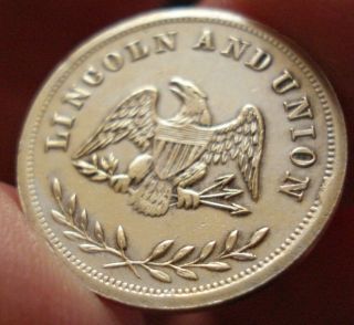 1864 Lincoln and Union Civil War Token RARE German Silver Nickel 3