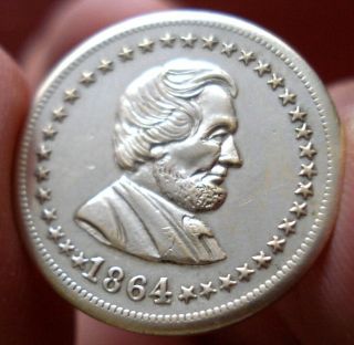 1864 Lincoln and Union Civil War Token RARE German Silver Nickel 5