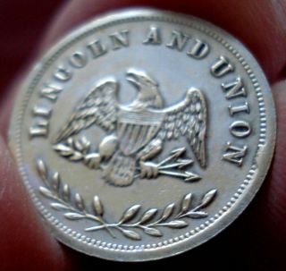 1864 Lincoln and Union Civil War Token RARE German Silver Nickel 6