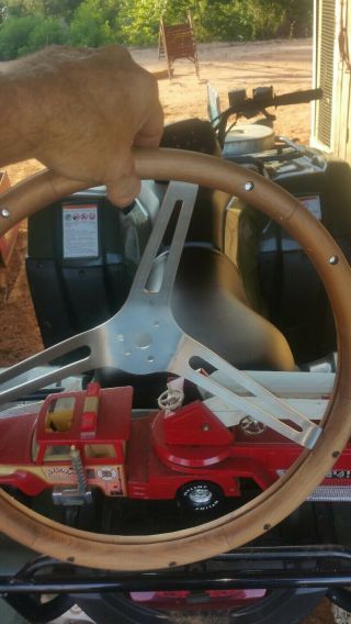 Vtg 3 Spoke Woodgrain Steering Wheel