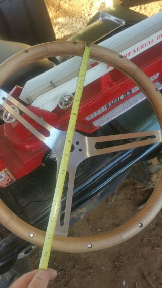 Vtg 3 Spoke WoodGrain Steering Wheel 7