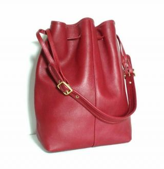 Rare Coach 9166 Xl Drawstring Duffle Bucket Bag Dark Red Glove Leather