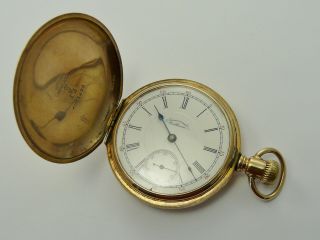 Vintage 1893 Waltham Riverside 14k Gold Filled 17j Full Hunter Pocket Watch Gwo