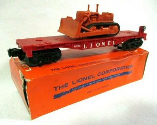 Lionel 6816 Flat Car With Bulldozer O Scale Vintage Post War Model Railway