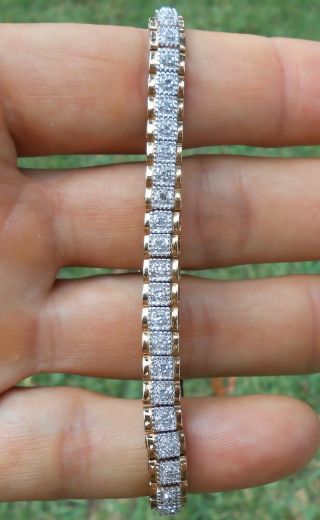 Diamond Estate Vintage 18k Gold Over 925 Sterling Silver Tennis Bracelet 8 "