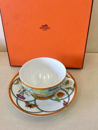 Hermes Porcelain Siesta Island Morning Cup Saucer Tableware Ornament Rare