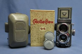 Vintage Grey Baby Rolleiflex 4x4 Tlr Camera Schneider Xenar 60mm/f3.  5 Lens W/box