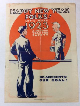 Antique Vtg Double Sided National Safety Council 1923 22 " X16 " Paper Sign Poster