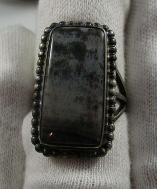Cuff Bracelet & Ring Southwest Petrified Wood Vintage Silver Native 48.  3 Grams 2