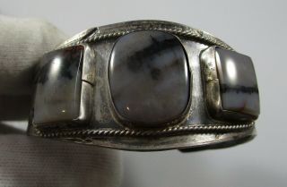 Cuff Bracelet & Ring Southwest Petrified Wood Vintage Silver Native 48.  3 Grams 3