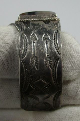 Cuff Bracelet & Ring Southwest Petrified Wood Vintage Silver Native 48.  3 Grams 4
