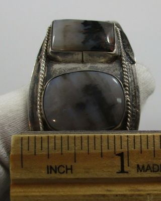 Cuff Bracelet & Ring Southwest Petrified Wood Vintage Silver Native 48.  3 Grams 6