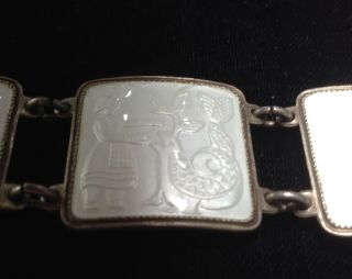 Vintage David Andersen Fairytale Norway Enamel Panel Sterling 925 Bracelet 5