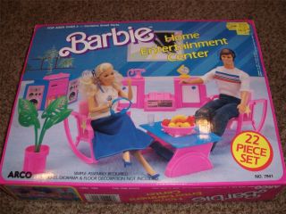 Vintage Barbie Home Entertainment Center 22 Pc Playset 7941 Mattel 1987 Toy Nrfb