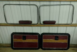 Vintage Ford F - 100 Truck Ranger Door Panels And Chrome Trim Bezels Armrests 1969