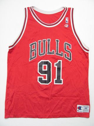 Vintage 90s Dennis Rodman Chicago Bulls Basketball Champion Jersey Shirt 48 Xl