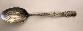 Rare Troy Ny Indian Sterling Silver Antique Souvenir Spoon
