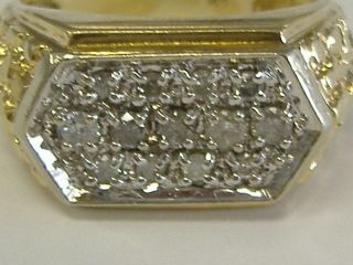Vintage Solid 14k Gold 0.  54 Ct Tw Diamond Men 