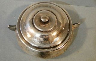 Antique Ottoman Silver Covered Sugar Bowl Dish Engraved Hallmarked 232 Gr.  1890