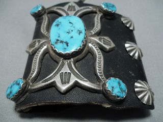 MAGNIFICENT VINTAGE NAVAJO MORENCI TURQUOISE STERLING SILVER KETOH BRACELET OLD 2