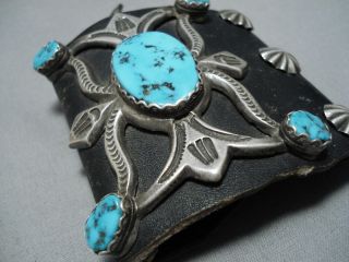 MAGNIFICENT VINTAGE NAVAJO MORENCI TURQUOISE STERLING SILVER KETOH BRACELET OLD 3