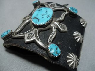 MAGNIFICENT VINTAGE NAVAJO MORENCI TURQUOISE STERLING SILVER KETOH BRACELET OLD 4