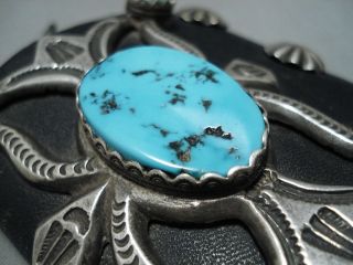 MAGNIFICENT VINTAGE NAVAJO MORENCI TURQUOISE STERLING SILVER KETOH BRACELET OLD 5