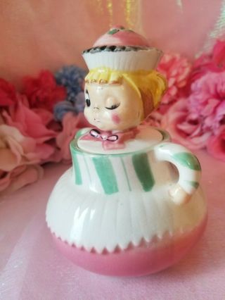 Vintage cupcake girl pixieware jar (Similar to enesco sweet Shoppe) RARE 2