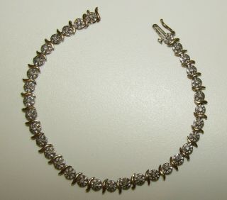 Gorgeous,  Vintage,  9 Ct Gold Bracelet With Natural Diamonds,  0.  5 Carat Weight