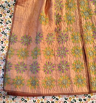 Mieko Mintz Kantha Vintage Silk 2 Layer Floral Embroidered Long Panel Vest 3