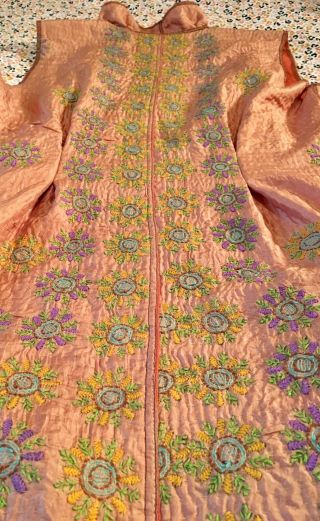 Mieko Mintz Kantha Vintage Silk 2 Layer Floral Embroidered Long Panel Vest 7